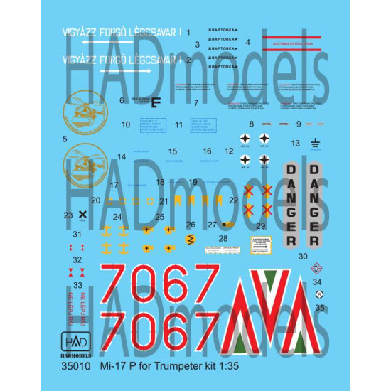 Had Models 35010 1/35 Decal For Mi-17 P Decal Sheet For Trumpeter