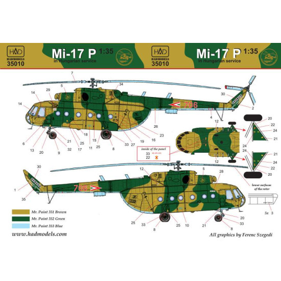 Had Models 35010 1/35 Decal For Mi-17 P Decal Sheet For Trumpeter