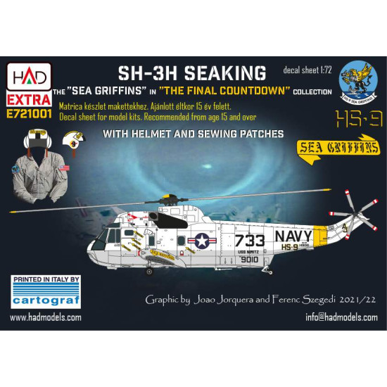 Had Models E721001 1/72 Decal For Sh-3h Seaking Final Countdown Movie Collection