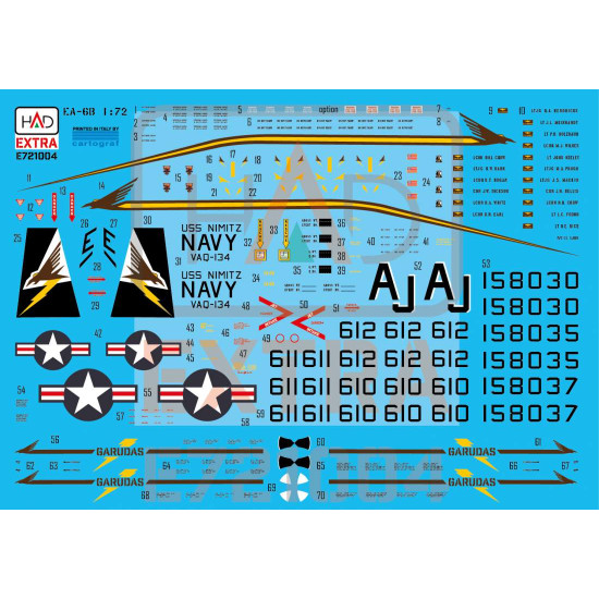 Had Models E721004 1/72 Decal For Ea-6b Prowler Vaq-134 Garudas In The Final Countdown