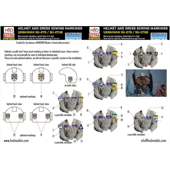 Had Models E481003 1/48 Decal For Ukrainian Su-27b/Ub Sewing Patches And Helmet Markings