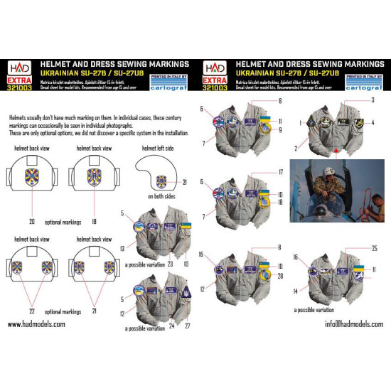 Had Models E321003 1/32 Ukrainian Su-27b/Ub Sewing Patches And Helmet Markings