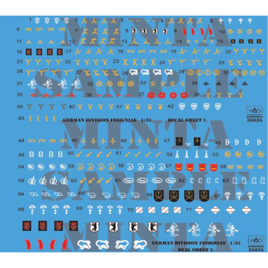 Had Models 035035 1/35 Decal For German Ww2 Division Symbols Dubble Sheet