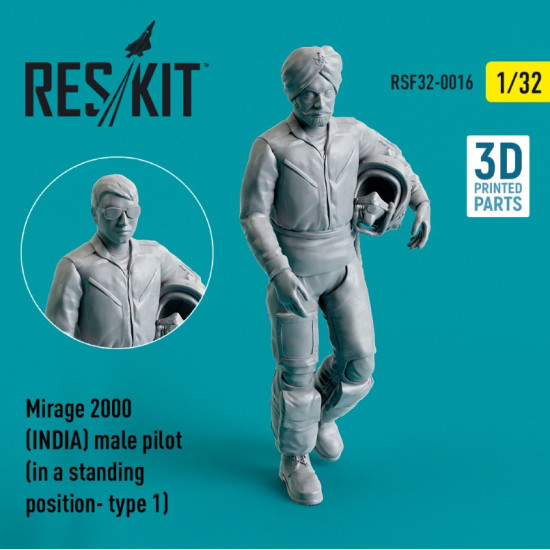 Reskit Rsf32-0016 1/32 Mirage 2000 India Male Pilot In A Standing Position-type 1 3d Printed