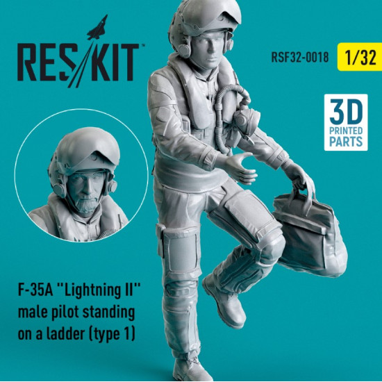 Reskit Rsf32-0018 1/32 F35a Lightning Ii Male Pilot Standing On A Ladder Type 1 3d Printed