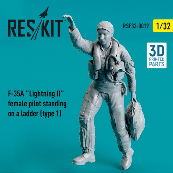 Reskit Rsf32-0019 1/32 F35a Lightning Ii Female Pilot Standing On A Ladder Type 1 3d Printed
