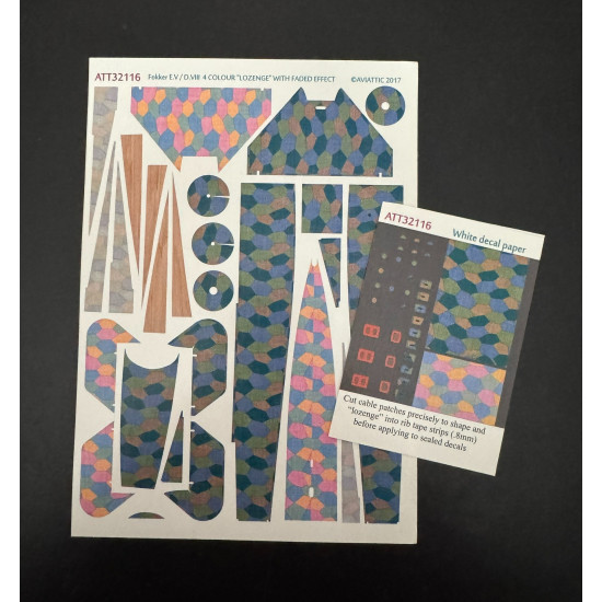 Aviattic Att32116 1/32 Fokker Ev/Dviii 4 Colour Lozenge Faded X 1 Sets Decal