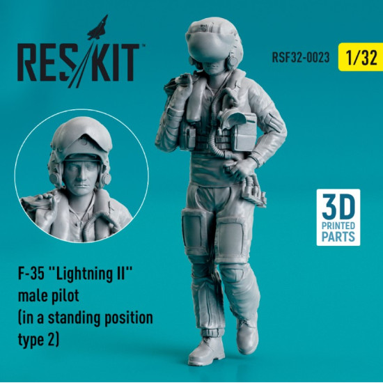 Reskit Rsf32-0023 1/32 F 35 Lightning Ii Male Pilot In A Standing Position Type 2 3d Printed