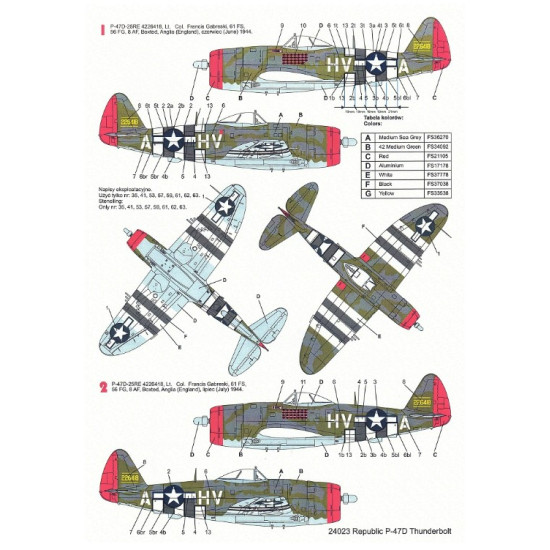 Techmod 24023 1/24 Decal For Republic P-47d Thunderbolt Accessories For Aircraft