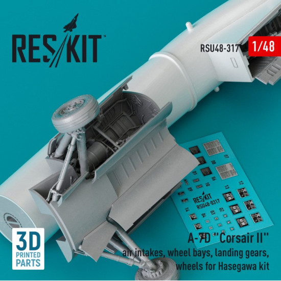 Reskit Rsu48-0317 1/48 A7d Corsair Ii Air Intakes Wheel Bays Landing Gears Wheels For Hasegawa Kit 3d Printed