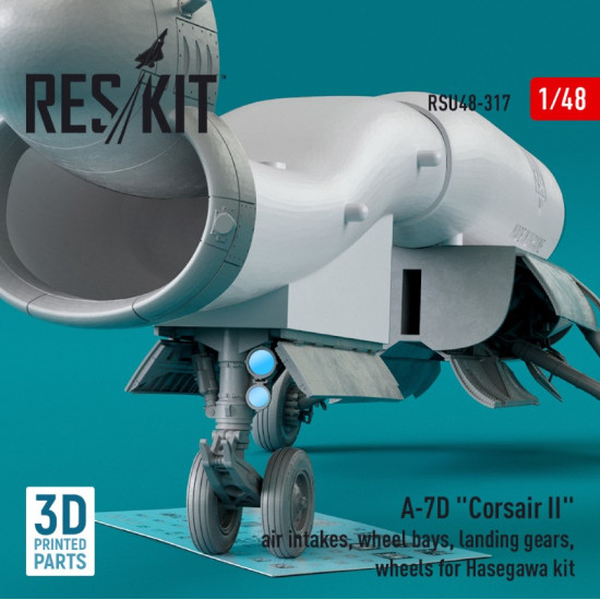 Reskit Rsu48-0317 1/48 A7d Corsair Ii Air Intakes Wheel Bays Landing Gears Wheels For Hasegawa Kit 3d Printed