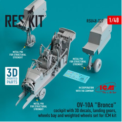 Reskit Rsu48-0327 1/48 Ov10a Bronco Cockpit With 3d Decals Landing Gears Wheels Bay And Weighted Wheels Set For Icm Kit 3d Printed