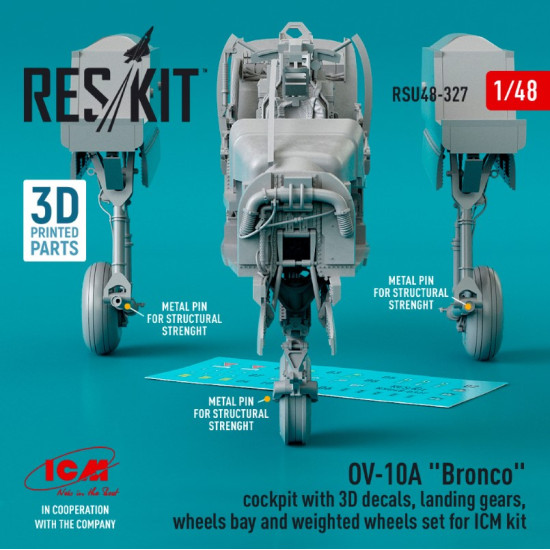 Reskit Rsu48-0327 1/48 Ov10a Bronco Cockpit With 3d Decals Landing Gears Wheels Bay And Weighted Wheels Set For Icm Kit 3d Printed