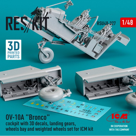 Reskit Rsu48-0327 1/48 Ov10a Bronco Cockpit With 3d Decals Landing Gears Wheels Bay And Weighted Wheels Set For Icm Kit 3d Printed