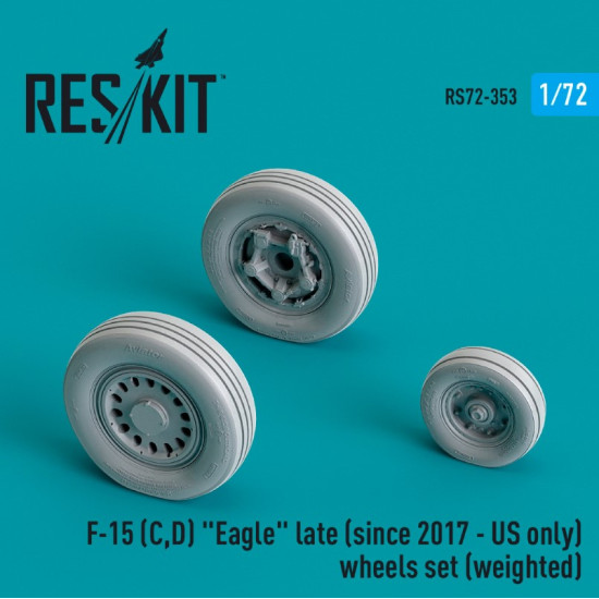 Reskit Rs72-0353 1/72 F 15 C D Eagle Late Since 2017 Us Only Wheels Set Weighted Resin 3d Printed