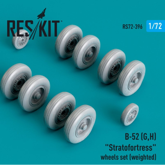 Reskit Rs72-0396 1/72 B52 G H Stratofortress Wheels Set Weighted Resin 3d Printed