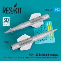 Reskit Rs72-0429 1/72 Agm12c Bullpup B Missiles 2 Pcs A4 A5 A6 A7 F4 F8 F100 F105 P3 Orion Sea Vixen Buccaneer 3d Printed