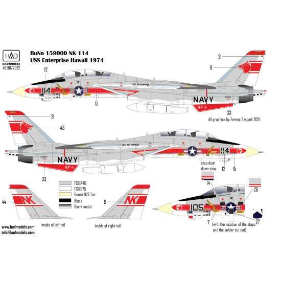 Had Models 48218 1/48 Decal For F-14a Vf-1 Wolfpack Uss Enterprise Had Models 48218 1/48 Decal For F-14a Vf-1 Wolfpack Uss Enterprise