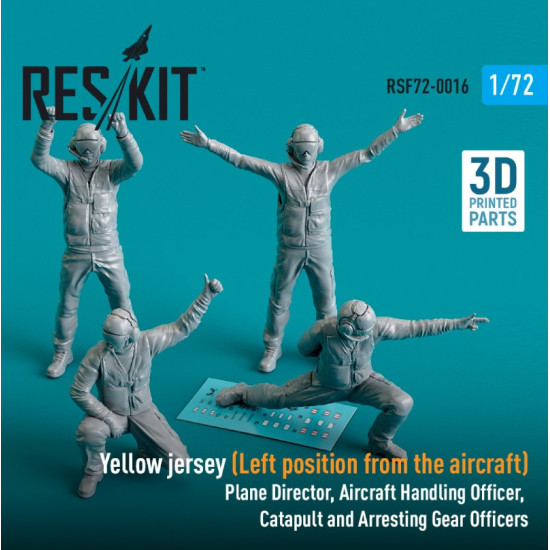Reskit Rsf72-0016 1/72 Yellow Jersey Left Position From The Aircraft Plane Director Aircraft Handling Officer Catapult And Arresting Gear Officers 4 Pcs 3d Printed