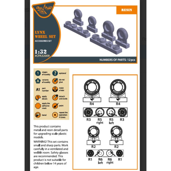 Clear Prop 32009 1/32 Lynx Wheelset Resin Model