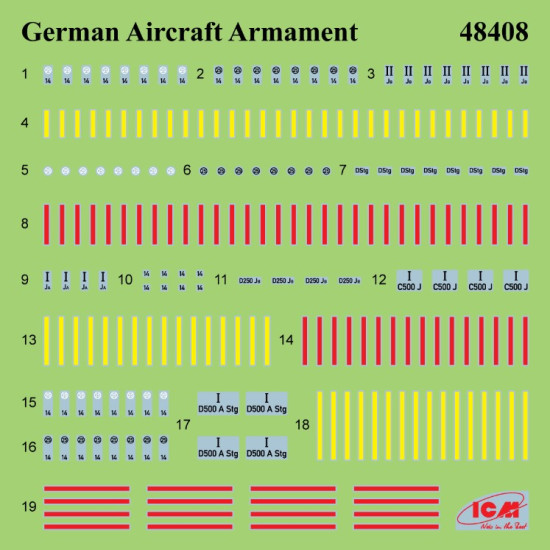 Icm 48408 1/48 Wwii German Aircraft Armament New Molds