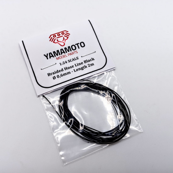 Yamamoto Ymptun75 1/24 Braided Hose Line Black 0,6mm 2m Upgrade Kit