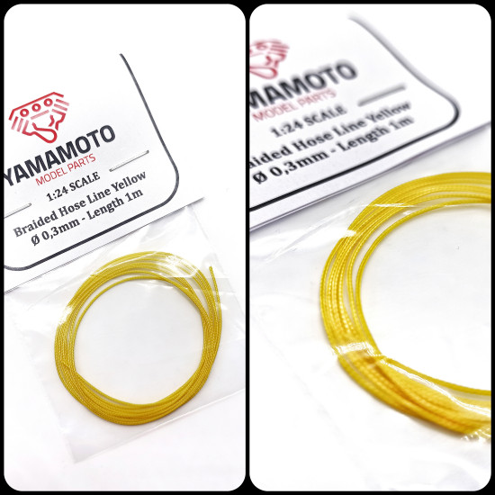 Yamamoto Ymptun89 1/24 Braided Hose Line Yellow 0,3mm 1m Upgrade Kit