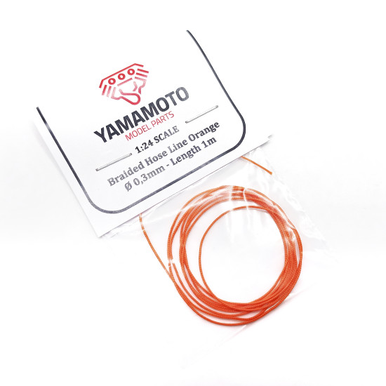 Yamamoto Ymptun90 1/24 Braided Hose Line Orange 0,3mm 1m Upgrade Kit