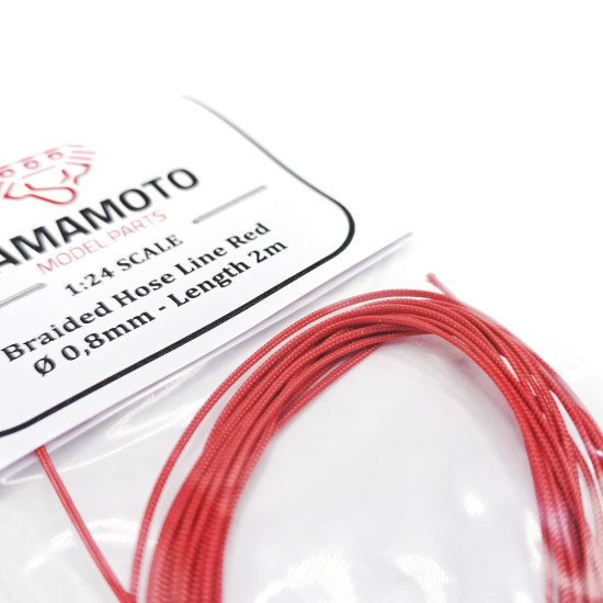 Yamamoto Ymptun92 1/24 Braided Hose Line Red 0,8mm 2m Upgrade Kit