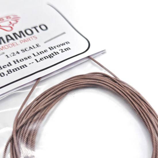 Yamamoto Ymptun93 1/24 Braided Hose Line Brown 0,8mm 2m Upgrade Kit