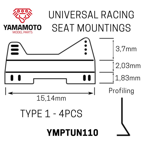 Yamamoto Ymptun110 1/24 Universal Racing Seat Mountings - Type 1