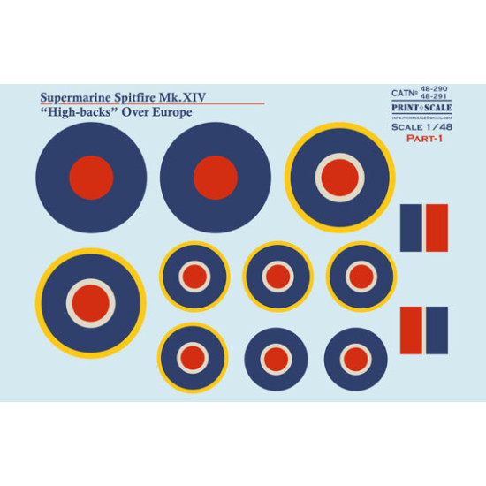 Print Scale 48-290 1/48 Supermarine Spitfire Xiv High Backs Part 1 The Complete Set 1.5 Leaf