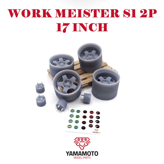 Yamamoto Ymprim5 1/24 Wheels Work Meister S1 2p 17inch 4 Nuts, Adapters, Decals