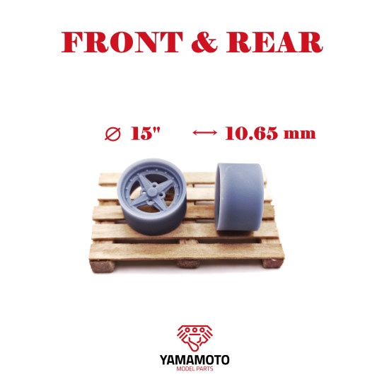 Yamamoto Ymprim8 1/24 Resin Wheels Work Equip 01 15inch Adapters, Decals