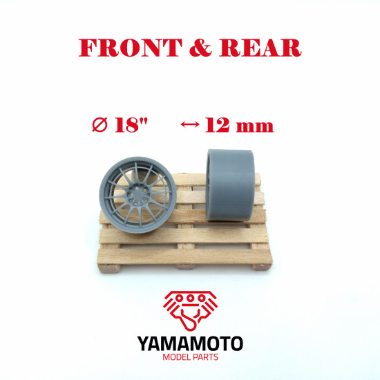 Yamamoto Ymprim10 1/24 Resin Wheels Enkei Nt03 And M 18inch, Adapters, Decals