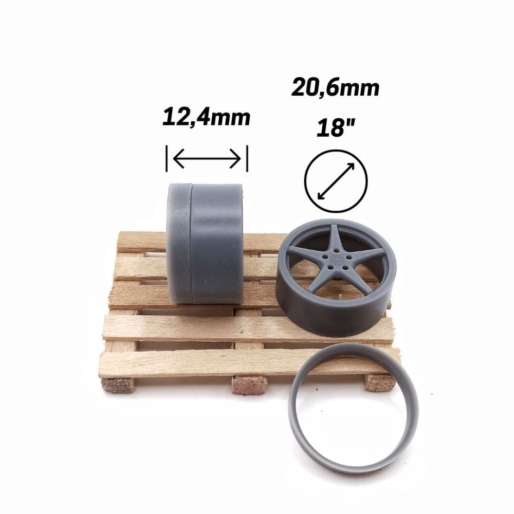 1/24 Scale Resin Drag Racing Model Car Wheels & Tires – 3D Print Weld Style Retro
