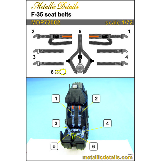 Metallic Details Mdp72002 1/72 F-35. Seat Belts Aircraft Accessories