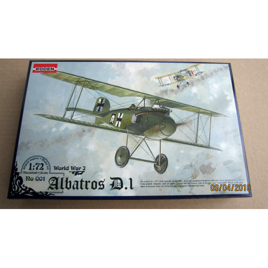 Roden 001 1/72 Albatros D.i German Fighter, Wwi, Airplane, Plastic Model Kit