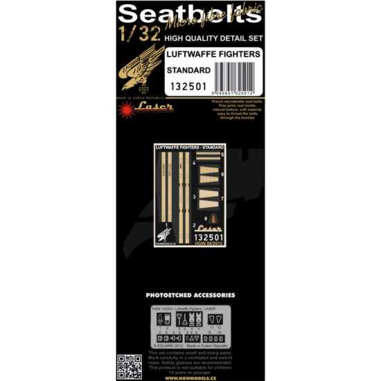 HGW 1/32 seatbelts for Luftwaffe Fighters - standard 132501 HGW 1/32 seatbelts for Luftwaffe Fighters - standard 132501