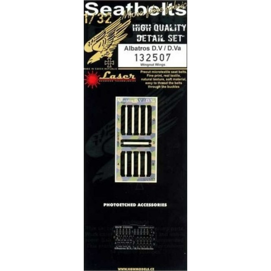 HGW 1/32 seatbelts for Albatros DV / DVa for Wingnut Wings 132507 HGW 1/32 seatbelts for Albatros DV / DVa for Wingnut Wings 132507