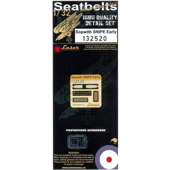 Hgw 132520 1/32 Seatbelts For Sopwith Snipe Early Accessoreis For Aircraft