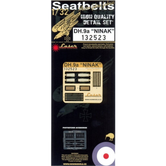 Hgw 132523 1/32 Seatbelts And Dh.9a Ninak Accessories For Aircraft Hgw 132523 1/32 Seatbelts And Dh.9a Ninak Accessories For Aircraft