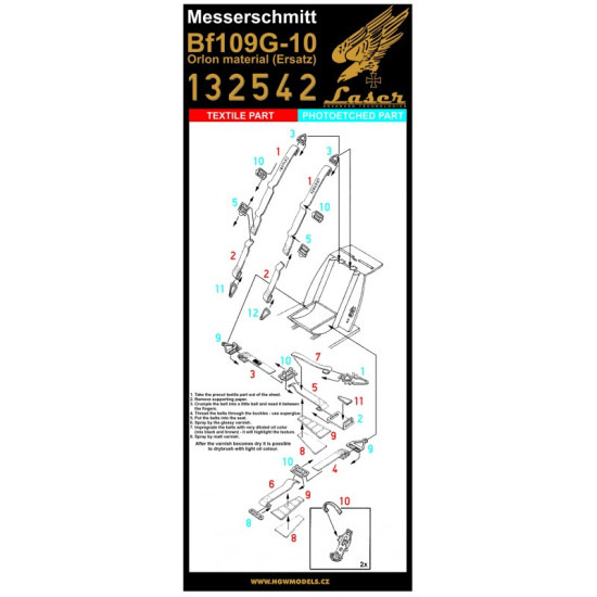 Hgw 132542 1/32 Seatbelts For Bf 109g-10 Orlon Ersatz Accessories Kit