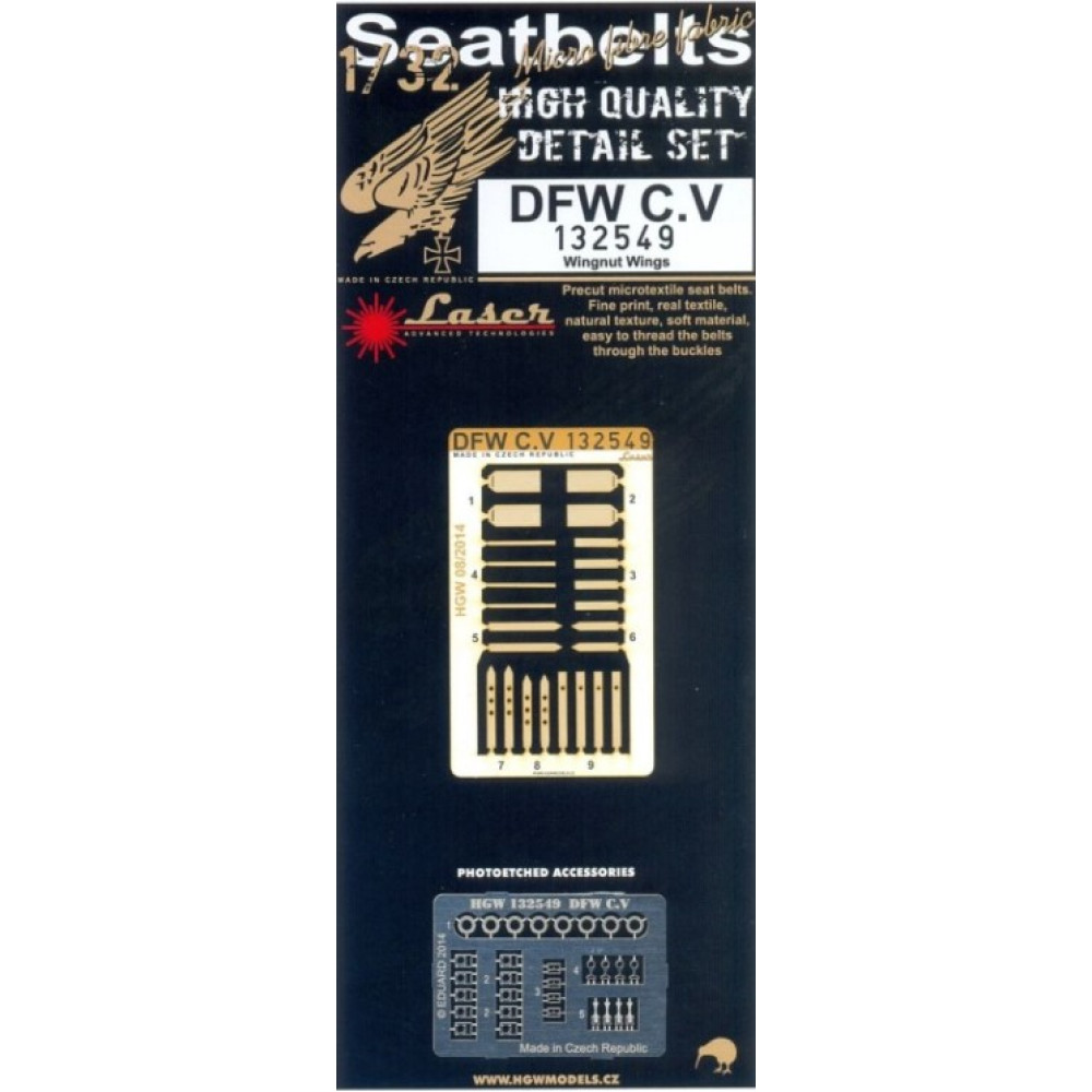 HGW 1/32 DFW C.V - Seatbelts for Wingnut Wings - 132549 HGW 1/32 DFW C.V - Seatbelts for Wingnut Wings - 132549