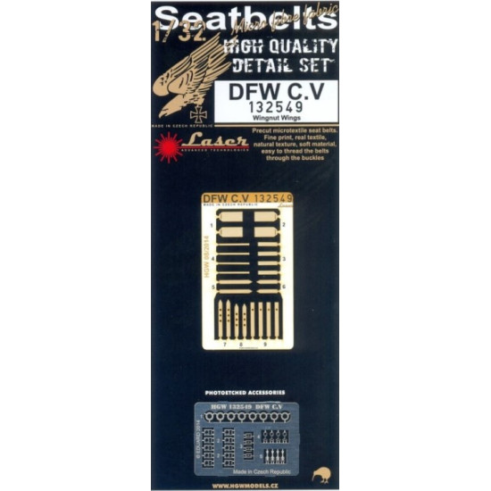 Hgw 132549 1/32 Seatbelts For Dfw C.v For Wingnut Wings Accessories Kit