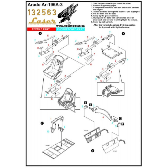 Hgw 132563 1/32 Seatbelts For Arado Ar 196a-3 Accessories For Aircraft