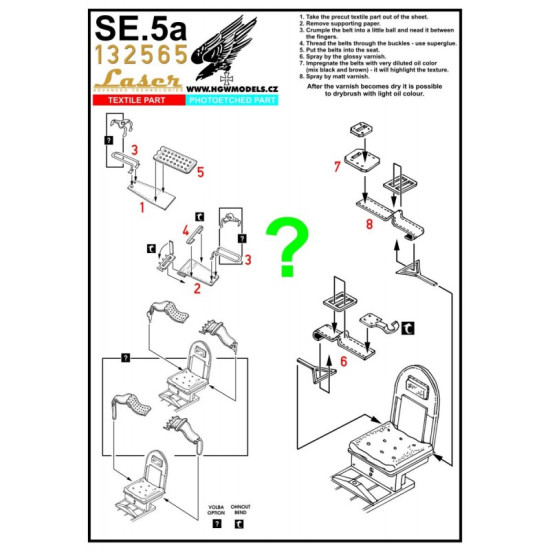 Hgw 132565 1/32 Seatbelts For Raf Se.5a Wingnut Wings Accessories For Aircraft