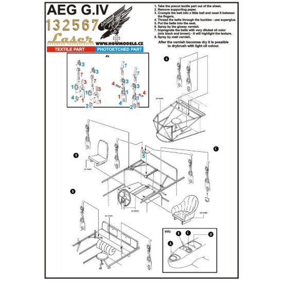 Hgw 132567 1/32 Seatbelts For Aeg G.iv Wingnut Wings Accessories For Aircraft