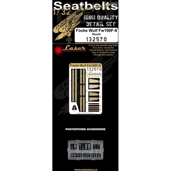 Hgw 132570 1/32 Seatbelts For Fw 190f-8 For Revell Accessories For Aircraft