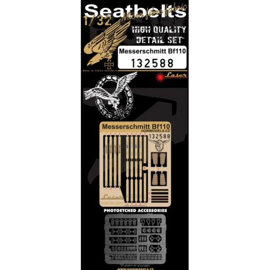 Hgw 132588 1/32 Seatbelts For Messerschmitt Bf110 Dragon And Revell Accessories